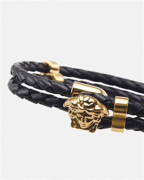 versace medusa head gold bracelt|versace medusa leather bracelet.